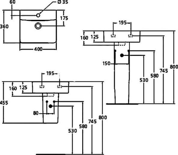 Рукомойник 40 см Ideal Standard Connect Cube E803301