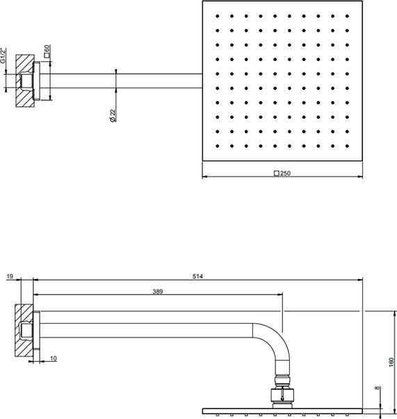 Верхний душ с кронштейном Gessi Rilievo 59158#031, хром