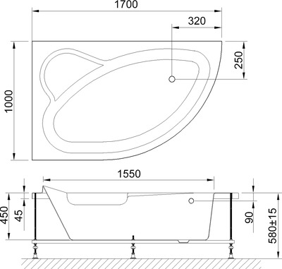 Акриловая ванна Royal Bath Alpine 170х100 RB 819102 L