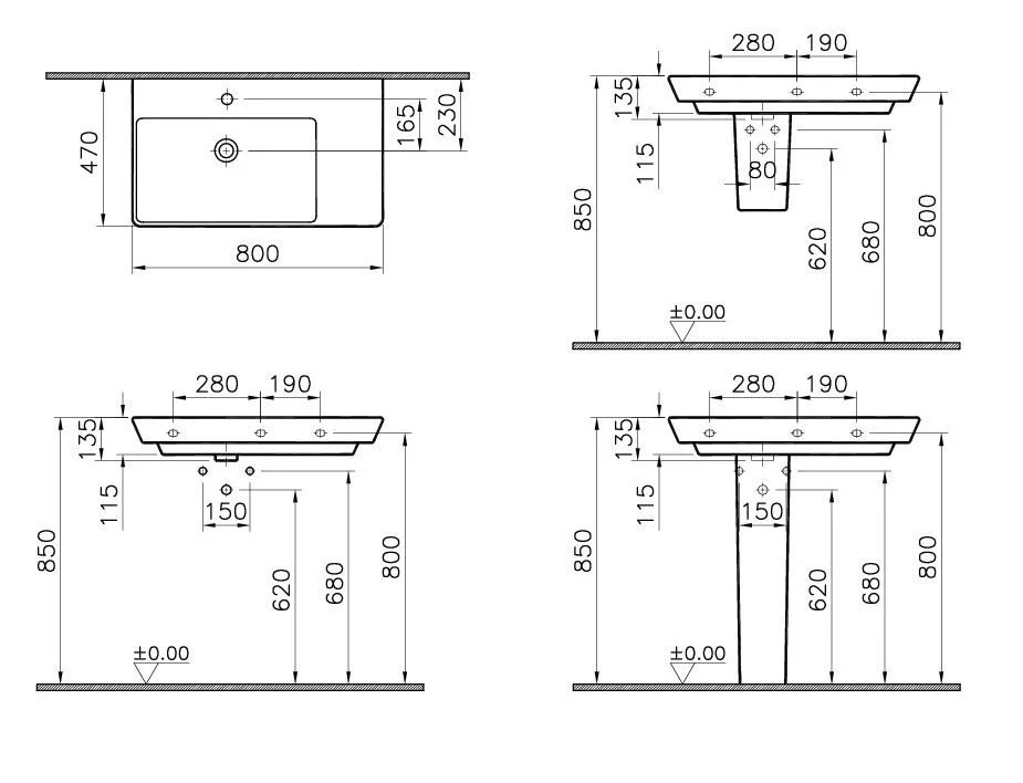 Раковина VitrA T4 4453B003-0001 белый