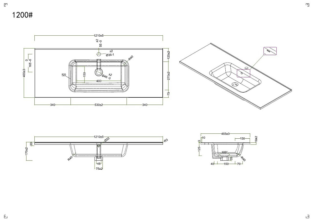 Мебельная раковина 120 см BelBagno Kraft BB1200ETL