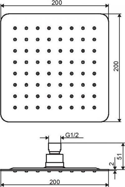 Верхний душ Excellent SLIM 20x20см AREX.3022CR