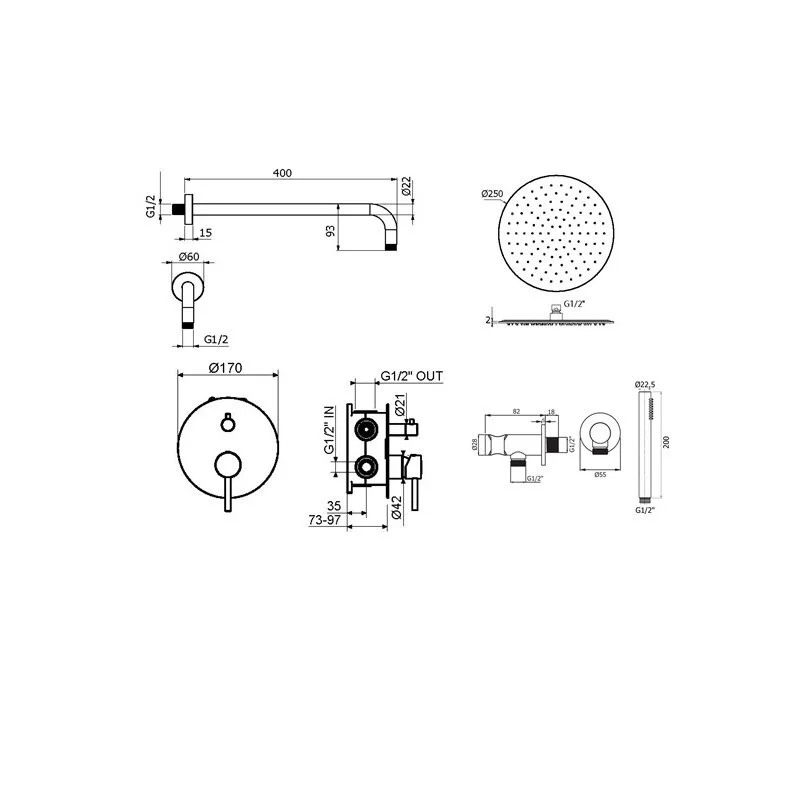 Душевая система Plumberia Selection Ixo KITXO18OB золото