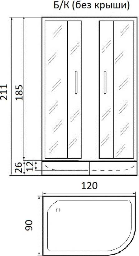 Душевой уголок River 120*80*170см Don 120/80/26 MT R