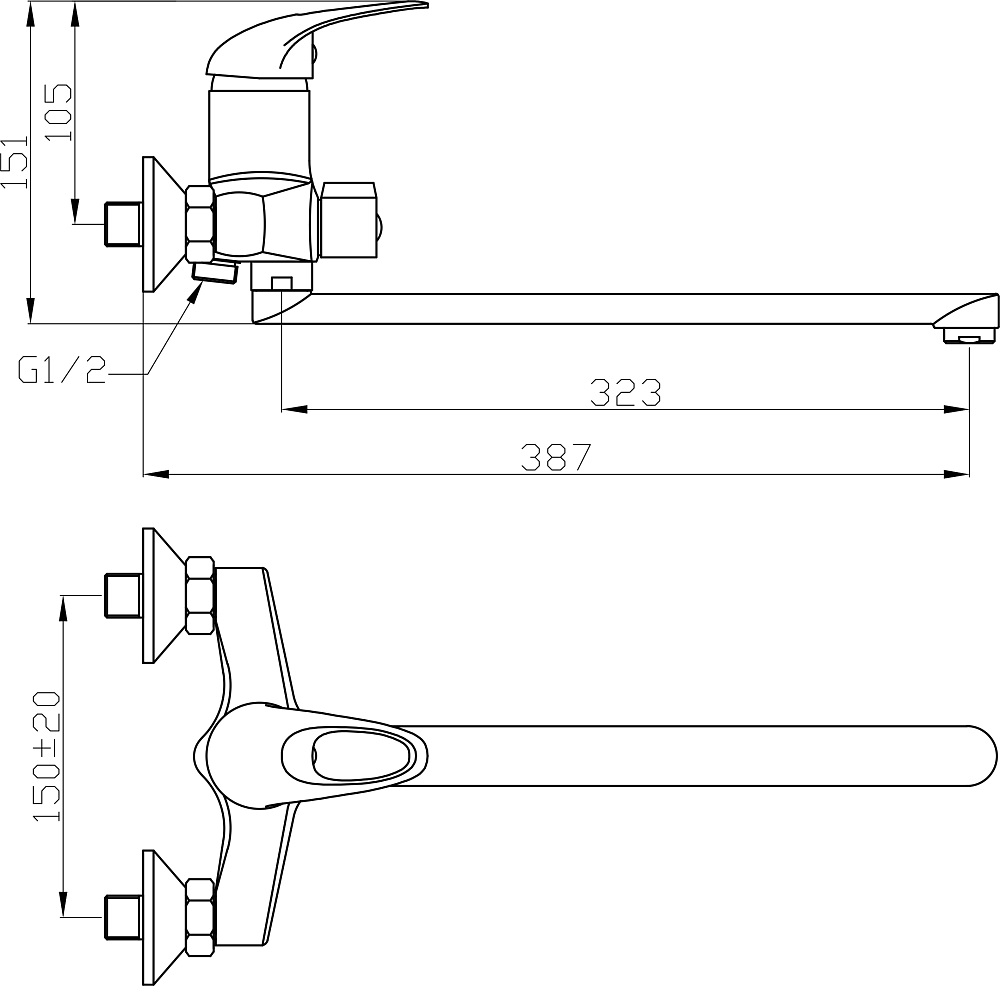 Универсальный смеситель DIWO Псков PS-02cr