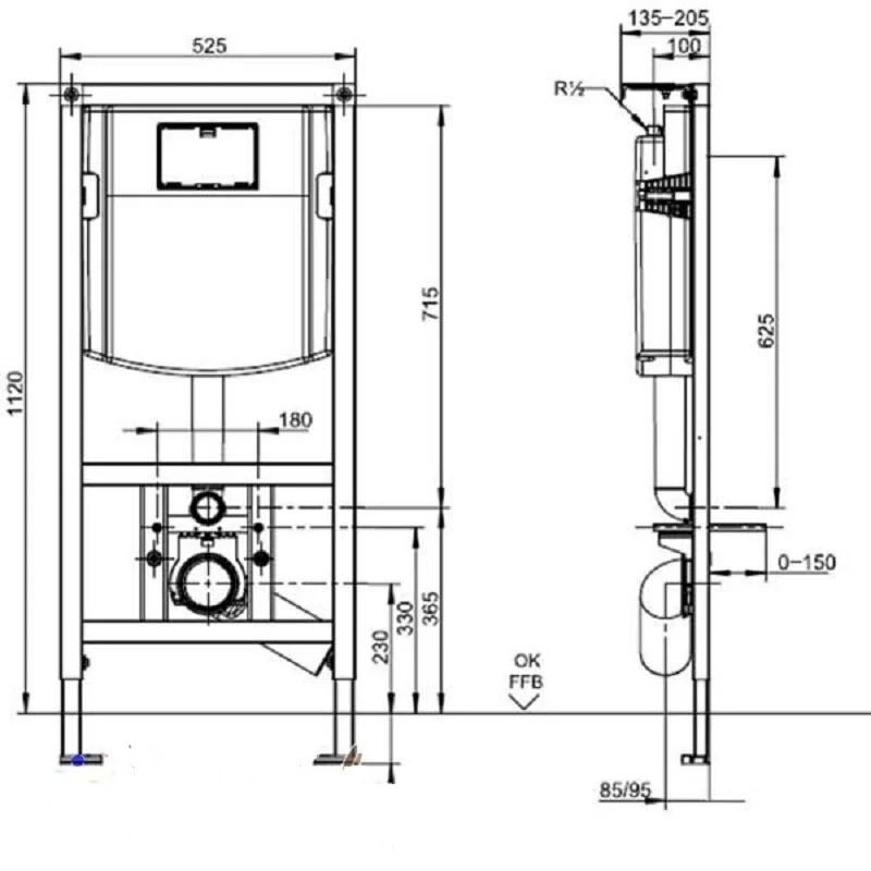 Инсталляция Villeroy&Boch ViConnect 92246100 с унитазом Villeroy & Boch Targa Rimless 5860HR01, сиденье Quick Release, Soft Close, комплект