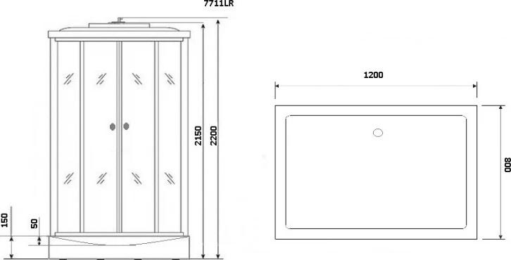 Душевая кабина Niagara Lux 7711WR 120x90x220, хром металлик