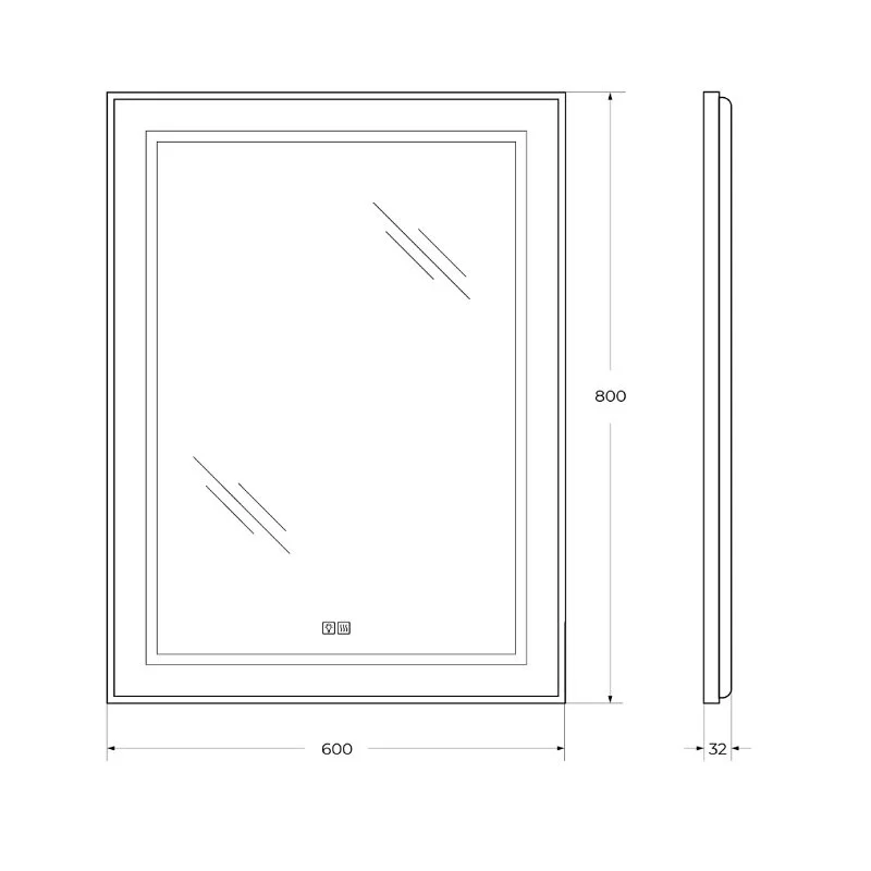 Зеркало BelBagno Kraft SPC-KRAFT-600-800-LED-TCH-WARM-NERO черный