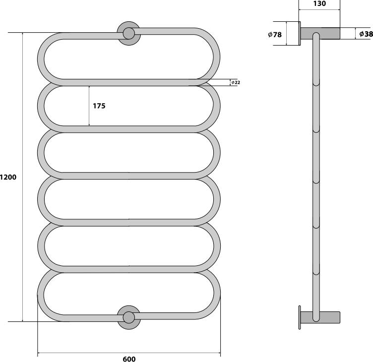 Полотенцесушитель электрический Energy G Aura 120x60