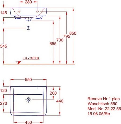 Раковина 55 см Geberit (Keramag) Renova Nr. 1 Plan 222256000, белый