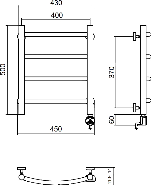 Полотенцесушитель электрический Aquanerzh Дуга R 50x40