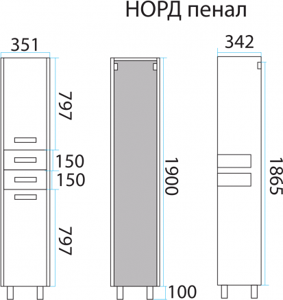 Шкаф-пенал Misty Норд П-Нор04035-1486П 35 см