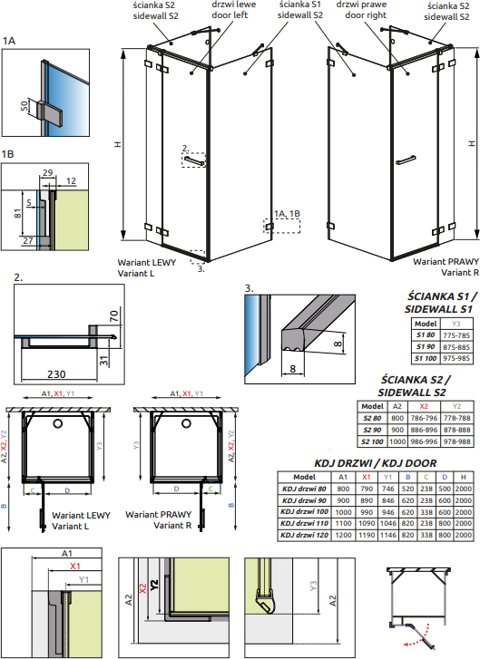 Боковая стенка 22.1 см Radaway Euphoria KDJ+S 221 L 383221-01L стекло прозрачное