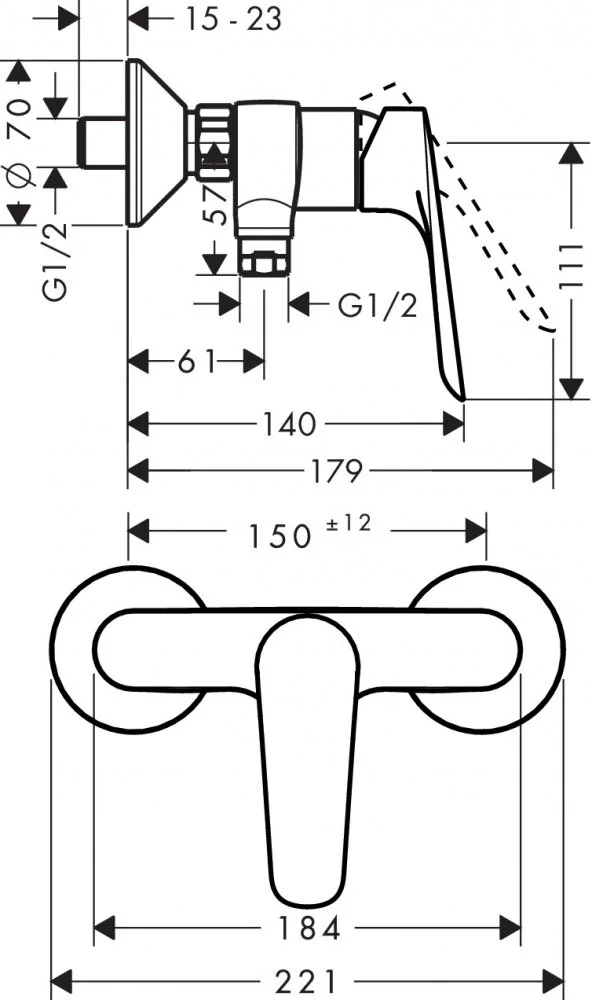 Смеситель для душа Hansgrohe Logis E 71177000/71610000/26532400 хром