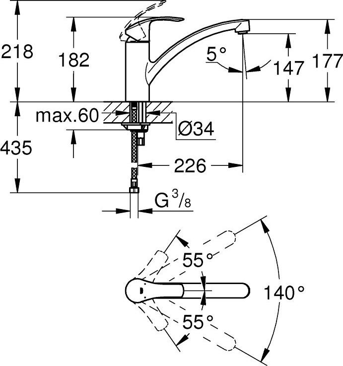 Смеситель для кухни Grohe Via 30430000, хром