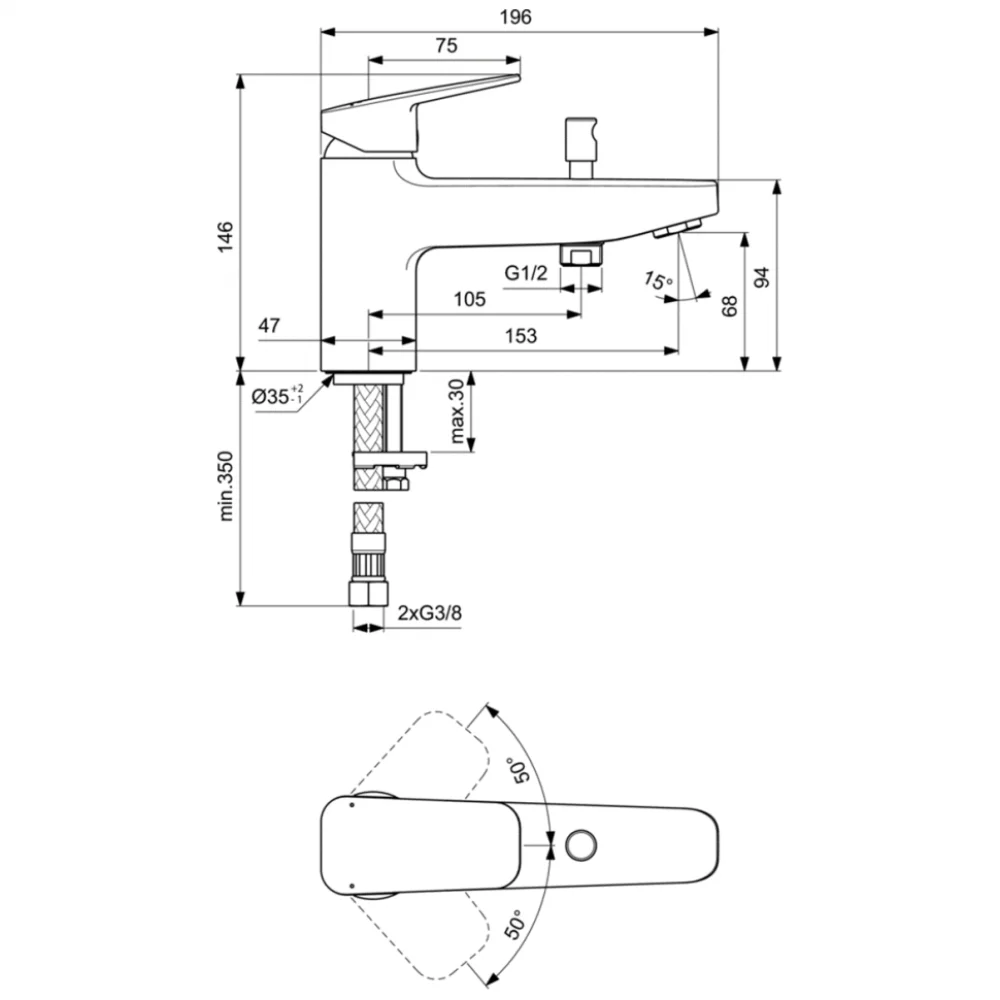 Смеситель для ванны с душем Ideal Standard Ceraplan BD257XG черный