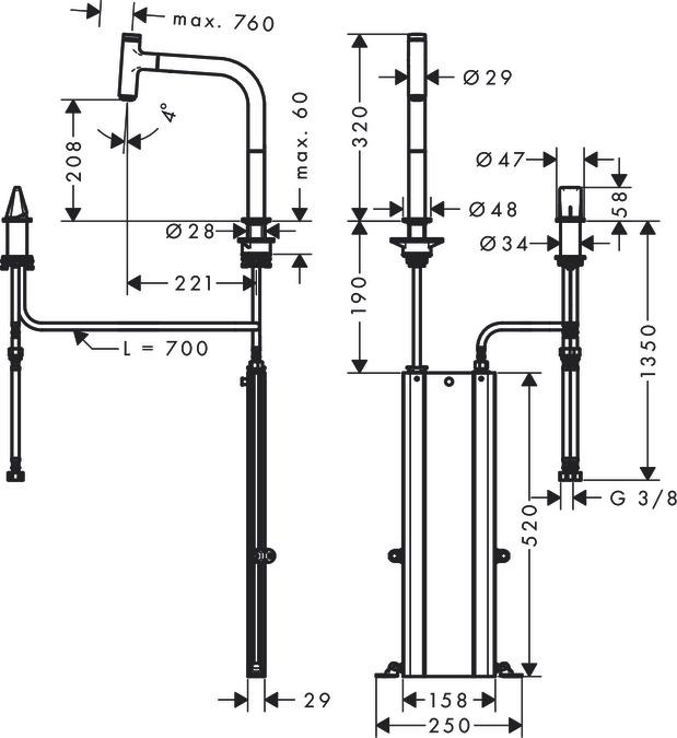 Смеситель для кухни Hansgrohe Metris 73804000, хром