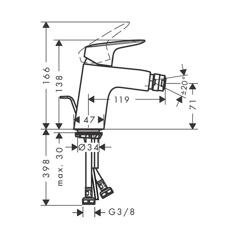 Смеситель для биде Hansgrohe Logis 71204670 черный