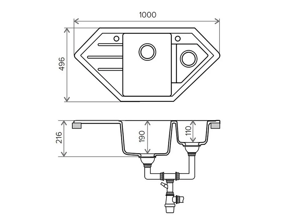 Кухонная мойка Tolero R-114 №001 (Сер. мет) серый