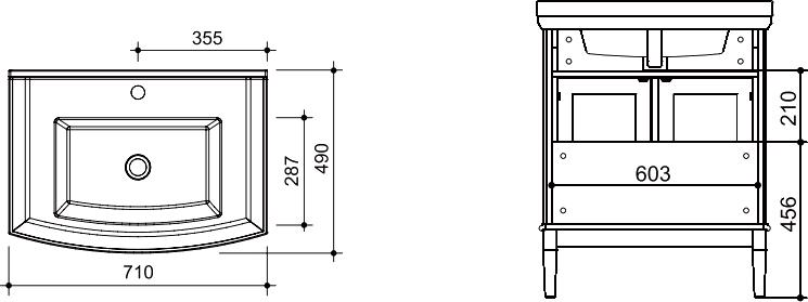 Мебель для ванной Caprigo Jardin 70 bianco light vintage