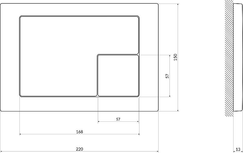 Кнопка Cersanit Corner 64108, пластик хром глянцевый