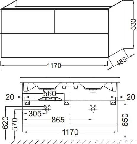 Тумба под раковину 115 см Jacob Delafon Odeon Up EB892RU-E5 бежевый