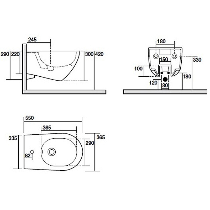 Биде Kerasan Aquatech 372401*1 подвесное белое