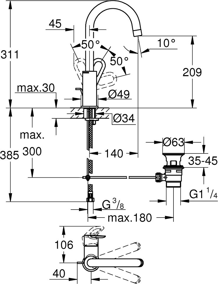 Смеситель для раковины Grohe BauLoop 23763000