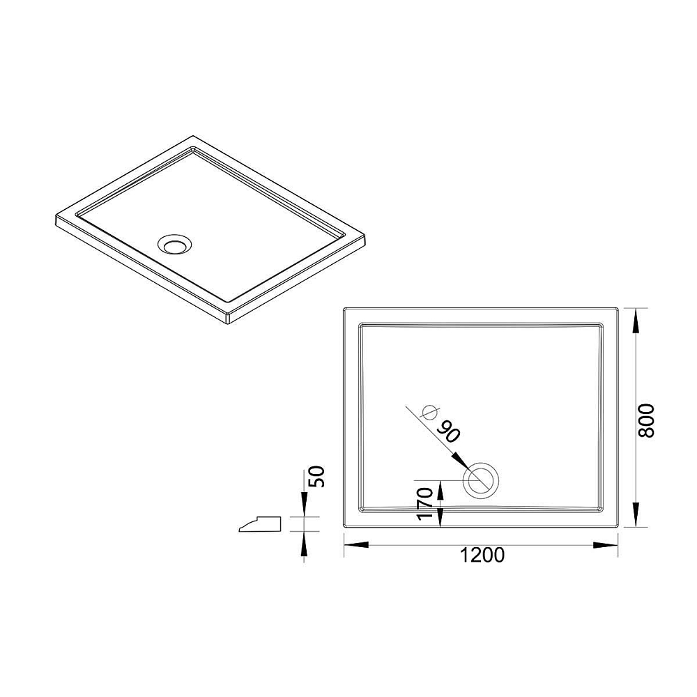 Душевой поддон Vincea VST-5AR-8012 120x80, белый