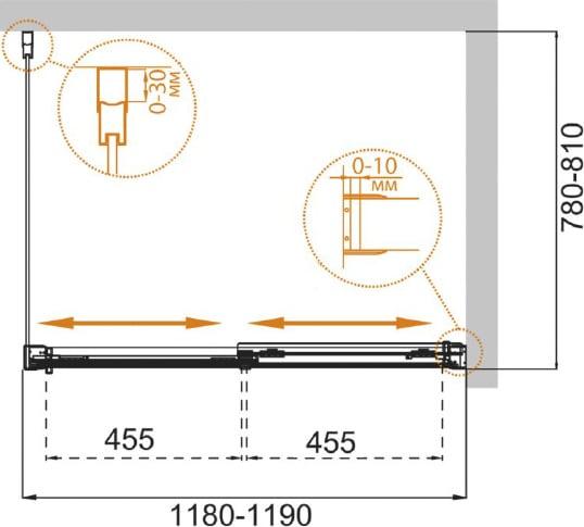 Душевой уголок Cezares TANDEM-SOFT-AH-2-120/80-P-Cr-L стекло punto