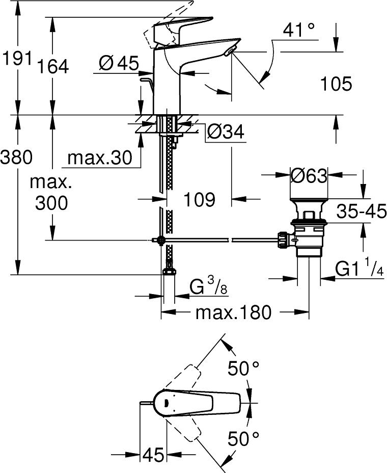 Смеситель для раковины Grohe BauEdge 23902001, хром