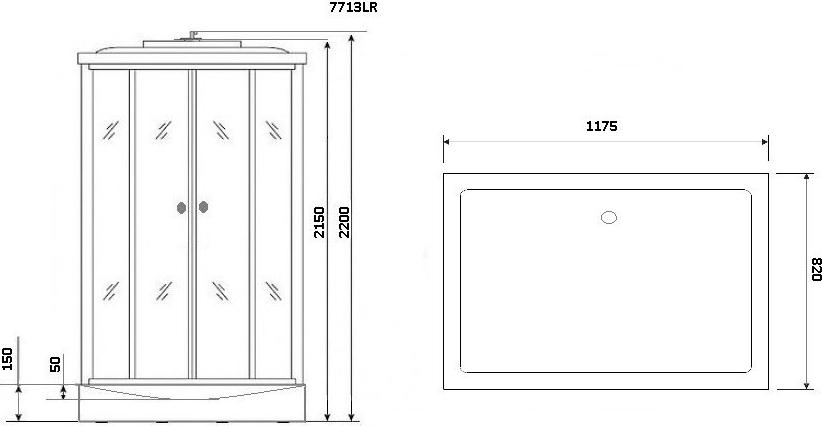 Душевая кабина Niagara Lux 7713W L 120x82x215, серебристый матовый