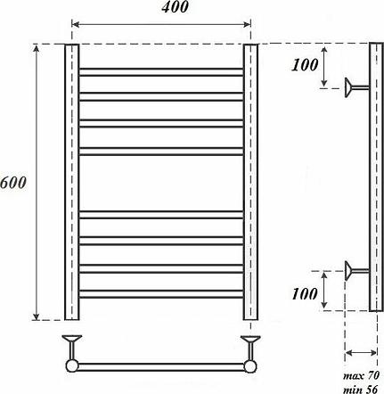 Полотенцесушитель водяной Point PN10146S П8 400x600, хром