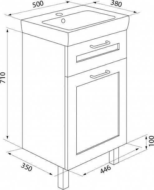 Тумба с раковиной Iddis Sena 50 SEN50W1i95K, белый