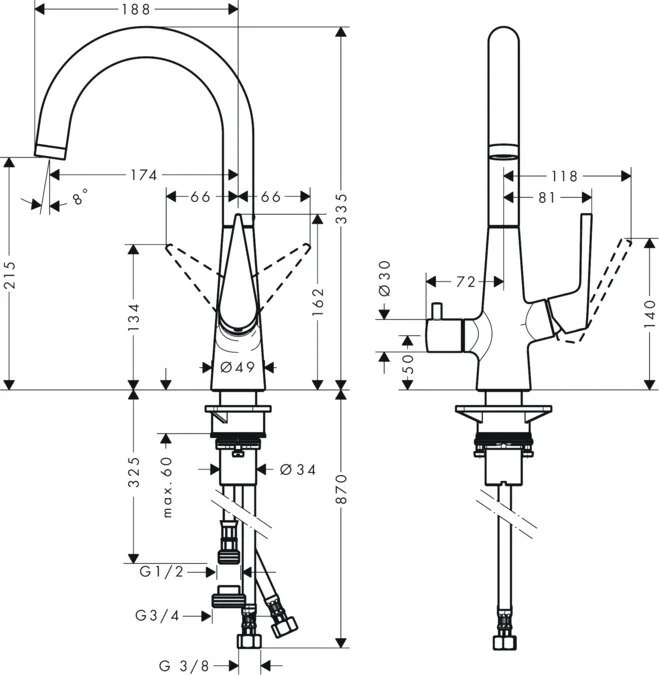 Смеситель для кухни Hansgrohe Talis Classic 72811000 хром