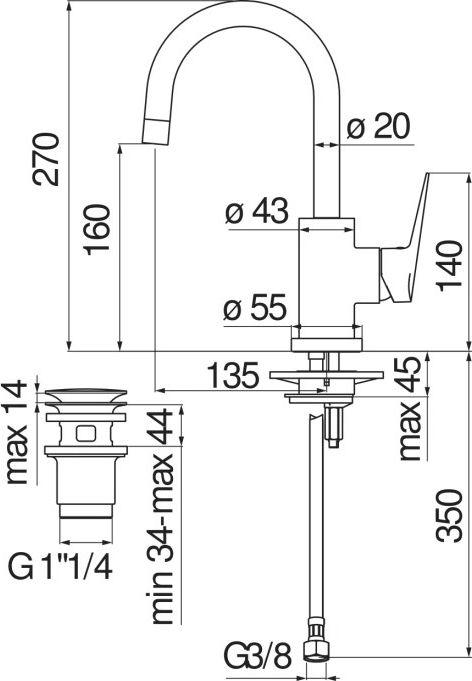 Смеситель для раковины Nobili Blues BS101338/2CR, хром