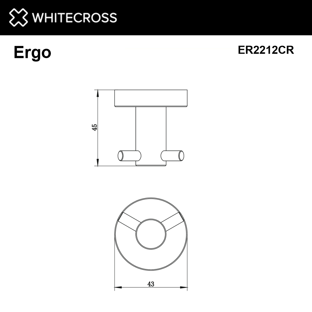 Крючок двойной Whitecross Ergo ER2212CR хром