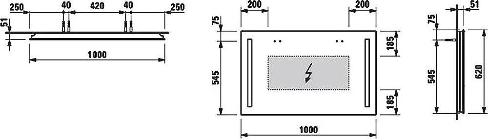 Зеркало Laufen Pro A 4.4725.2.996.144.1 100x62 с вертикальной подсветкой