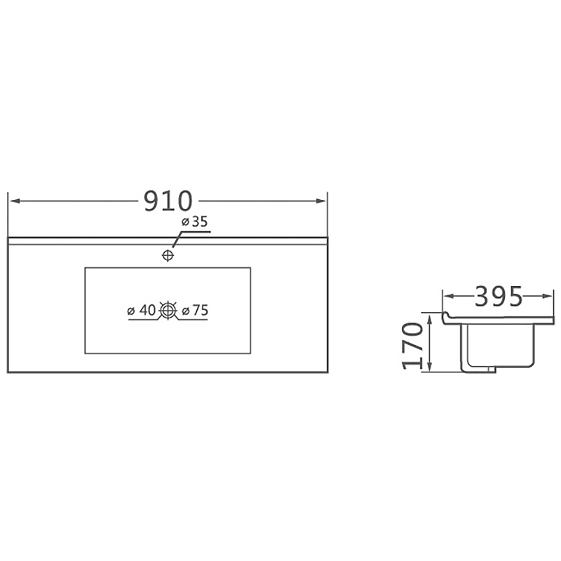 Раковина Vincea VBS-13990S1 91 см, белый