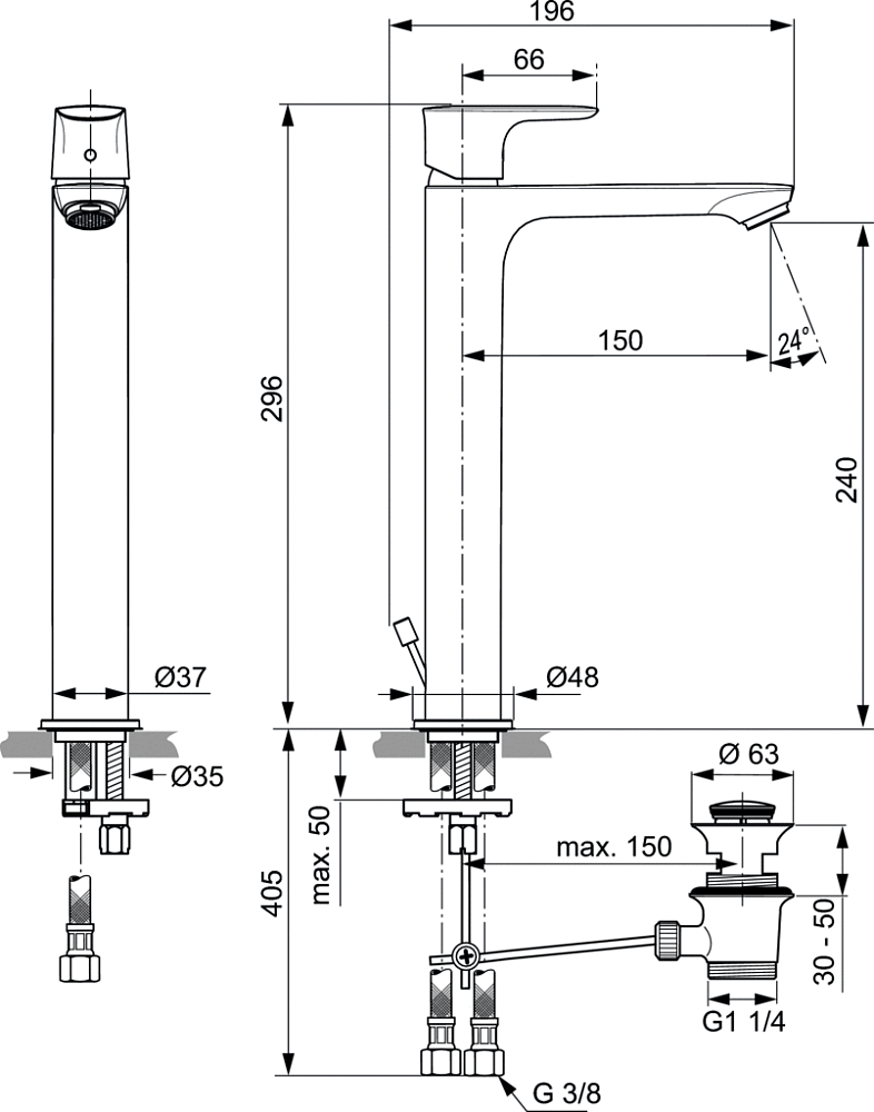 Смеситель Ideal Standard CONNECT AIR A7025AA для раковины, хром