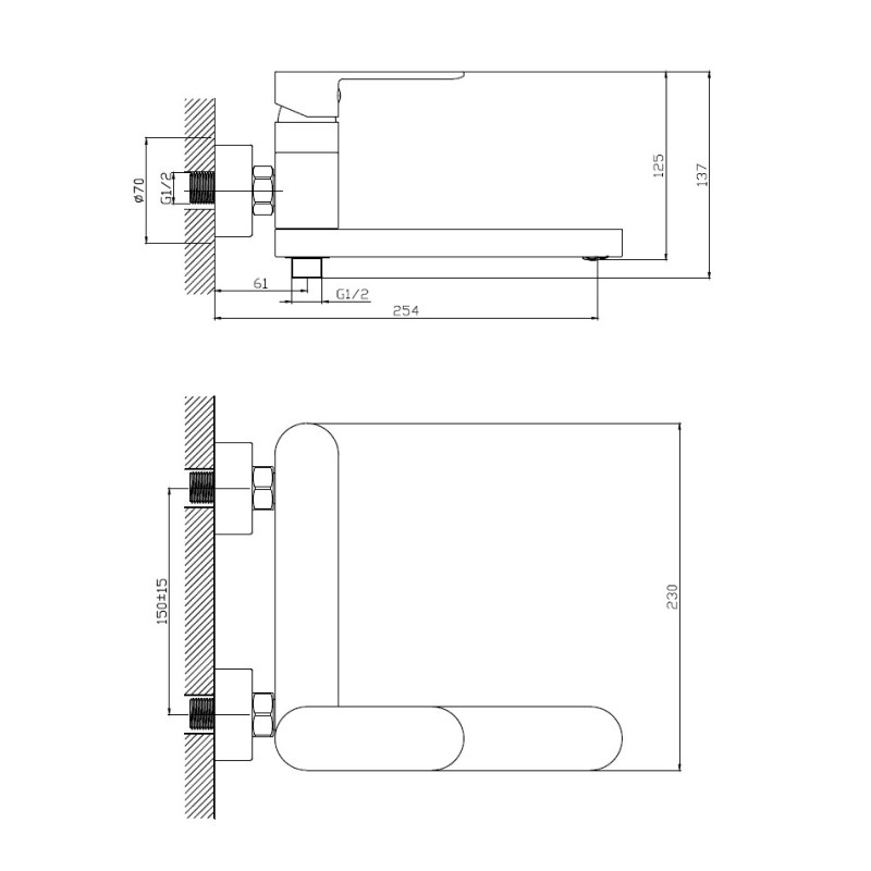 Смеситель для ванны Haiba HB61590 хром