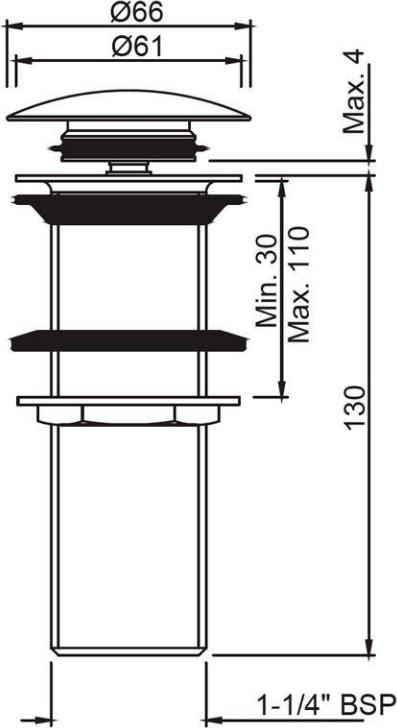 Донный клапан для раковины Jaquar ALD-CHR-727L130