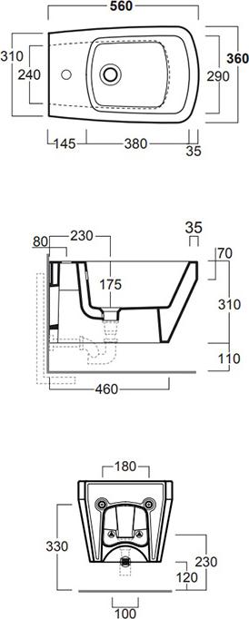 Биде подвесное Simas Baden Baden BB19bi*1 56х36 см, белый