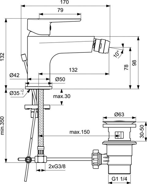 Смеситель для биде Ideal Standard Cerafine O BC498AA, хром