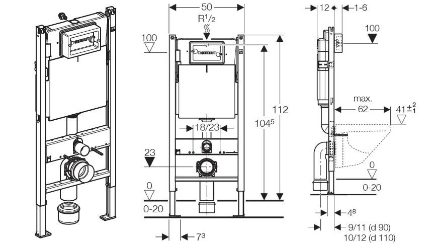 Инсталляция Geberit с безободковым унитазом Gustavsberg Hygienic Flush 5G84HR01, сиденье микролифт, комплект 196415