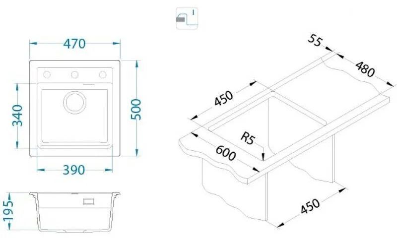 Кухонная мойка Alveus Atrox 1148161 черный