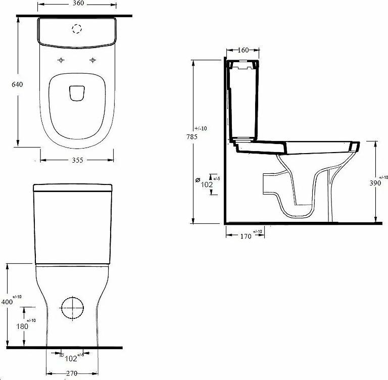 Унитаз-компакт beWash Anlagen 77403401 с сиденьем с микролифтом