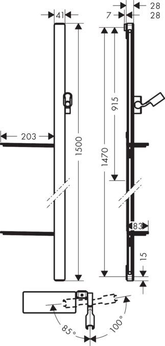 Душевая штанга Hansgrohe Unica 27645600 150 см хром чёрный