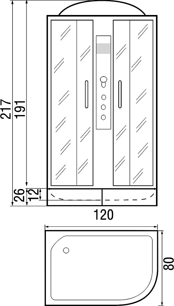 Душевая кабина River Temza 120/80/26 MT L