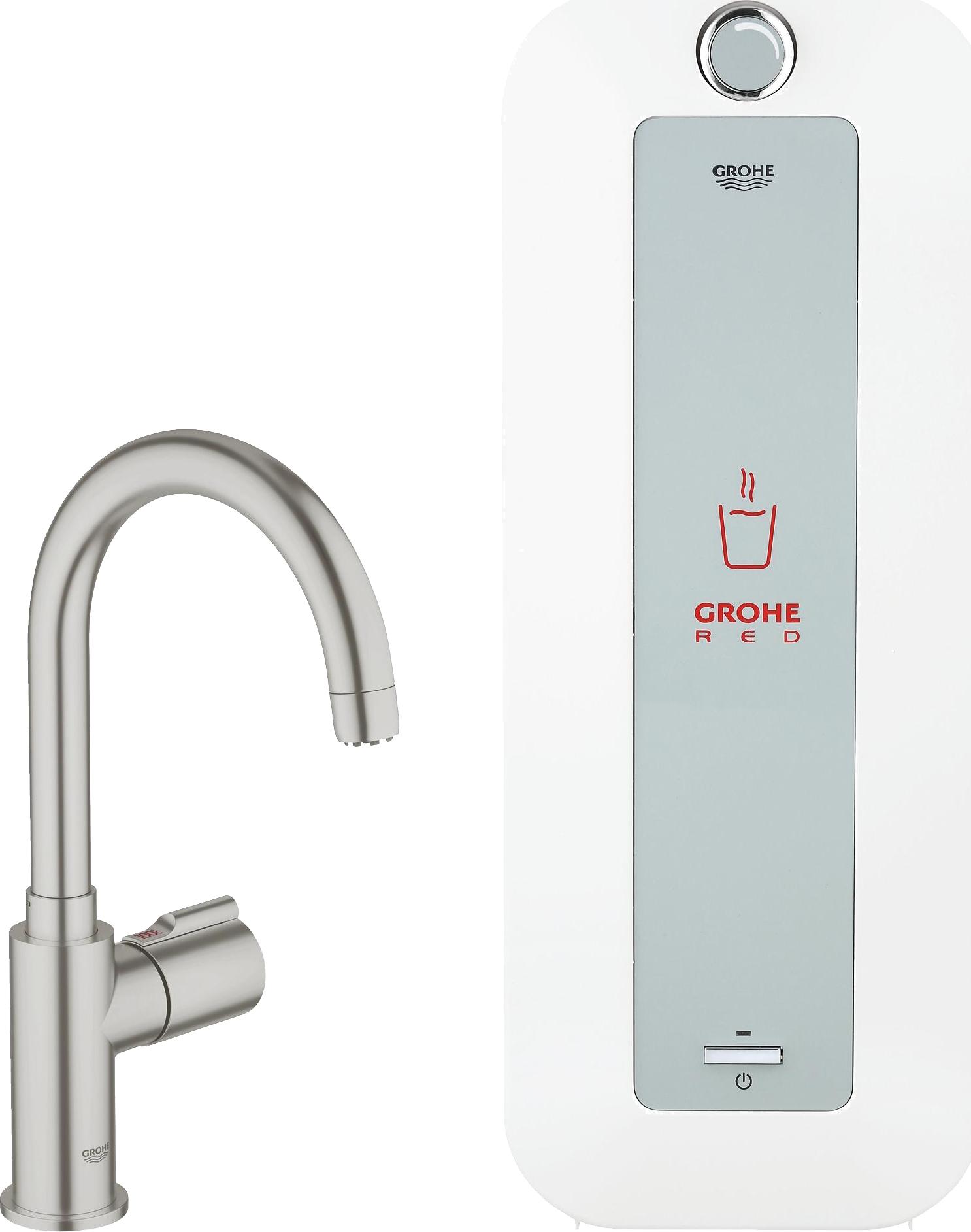 Кран Grohe Red Mono 30080DC0 с водонагревателем суперсталь